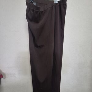 dark brown, high-waisted, wide-leg or straight-leg women's dress pants,